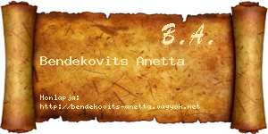 Bendekovits Anetta névjegykártya